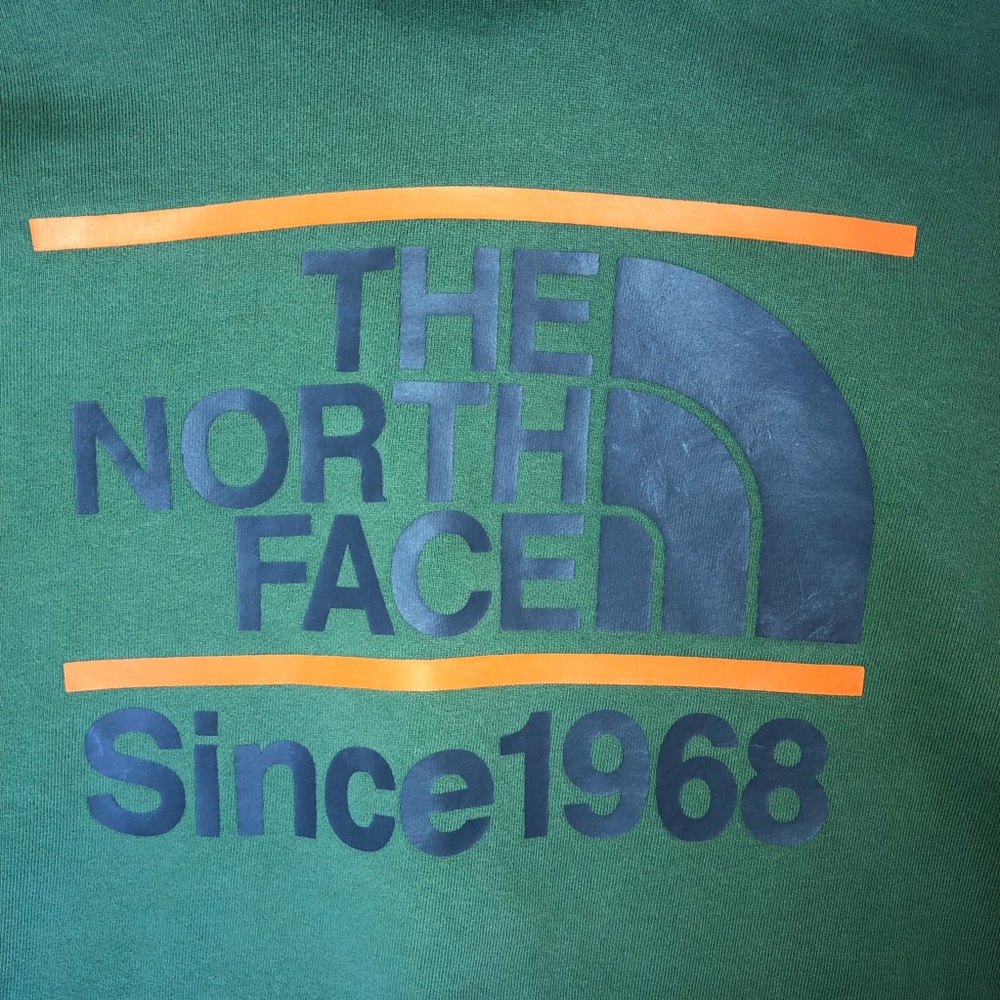 The North Face logo Fleece Hoody Sweatshirt men’s  L Green Half Dome gorp hike - Picture 2 of 11